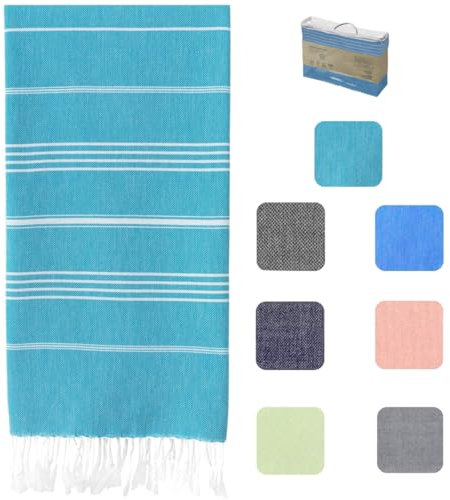 MyStilo Asciugamano per hammam in 100% cotone riciclato, sostenibile e naturale, asciugamano da sauna, telo doccia, asciugamano da bagno, asciugamano da yoga, petrolio, 100 x 200 cm, sultano (turchese