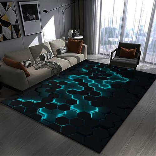 RUILBJ Gaming Teppiche 3D Visual Cool Line Style Decorative Carpet, rutschfeste Bodenmatte Wohnzimmer Sofa Tisch Teppich, Geeignet Für Teenager Schlafzimmer E-Sport Zimmer (Farbe 6,140x200 cm)