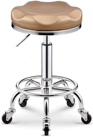 TAIPINGOZ Arbeitshocker, Rollhocker, Drehhocker, Rollhocker mit Rädern, Büro, Tattoo, Küche, Massage, Arbeit, Rollhocker for Salon(Gold)
