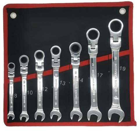 Llaves Fijas Con Carraca Juego de llaves de carraca combinadas, juego de llaves con cabeza de resorte de acero al cromo vanadio Llave con llave de carraca métrica de 72 dientes Llave Carraca(14pcs)
