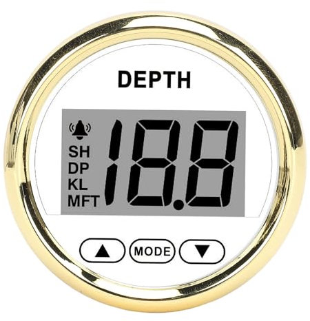Alarmsystem mit Echolot für Boote, 52 Mm Wasserdichtes LCD-Display (80000242 PLD2-WG-FTM Weißes Zifferblatt, goldene)