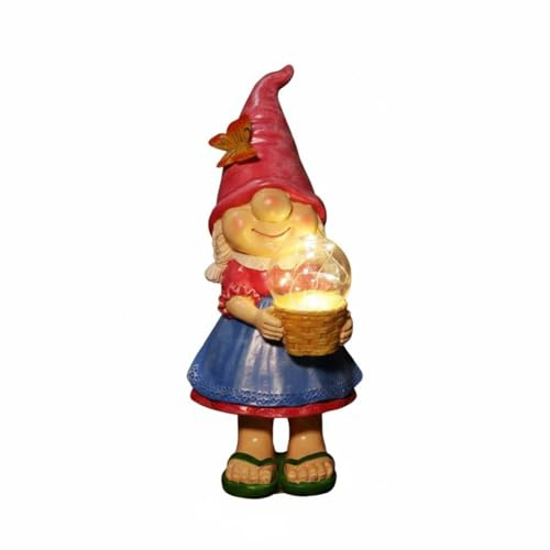 Milageto Figurine de Nain pour Décoration de Jardin et Intérieur, Statue de fille