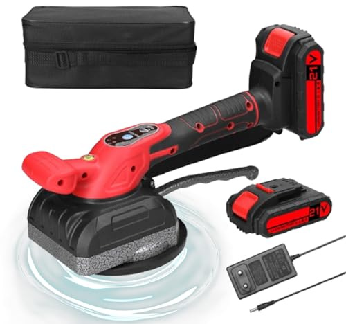Geevorks Vibrateur sans fil pour carrelage, vibrante carrelage, Vibreur de Carrelage Rechargeable, Capacité Maximale de Ventouse de 100kg, 21V Nivellement de Carrelage, 5 Vitesses (2 batteries)