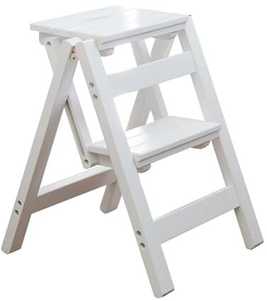 Klappleiter aus Holz, 2 Schichten, für Erwachsene, tragbar, multifunktional, Haushalt, Küche, Treppenstuhl, verdickt, Innenbereich, Bibliothek, Tritthocker