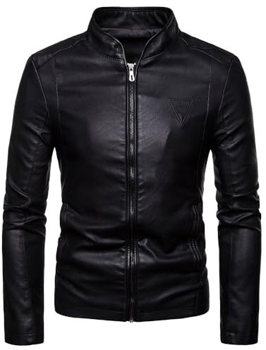 ZACOLLAN Jacke Herren Jugend Trend Vintage Outdoorjacke Herren Casual Mode Gutaussehend Kunstlederjacke Herren Täglicher Verschleiß All-Match Übergangsjacke Herren D-Black 6XL