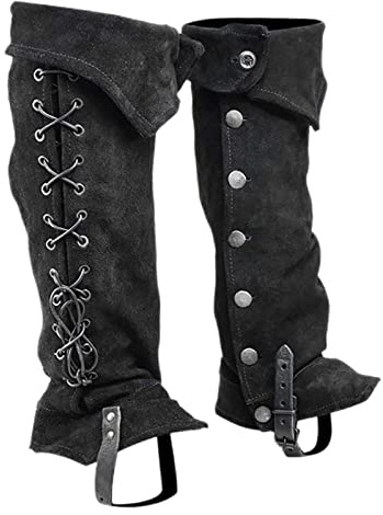 LiTaiJingNice Mittelalterliche Stiefelüberzüge aus Kunstleder, wasserdicht, mittelalterliche Ritter-Beinschützer, Piraten-Stiefel-Tops, Kostümzubehör
