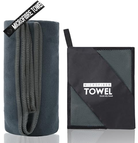 KANGSIT Microfibre Towel - compact, ultra lightweight & quick dry towel, the perfect gym, travel & beach towel swimming towel for sports, camping & hiking - 80x40cm (Deep Gray, 120x50cm)