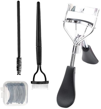 Kit piegaciglia piegaciglia Kit di ricarica Pad Pettine per ciglia finte Separatore Pennello per sopracciglia Strumento per il trucco degli occhi per ciglia naturali