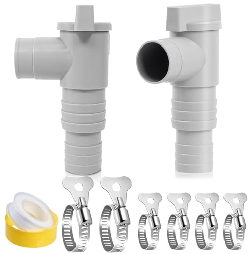 Homethrive Lot de 2 robinets d'arrêt pour piscines 32 mm avec 6 colliers de serrage, raccord de tuyau (compatible 32 mm/38 mm), accessoires d'entretien de piscine pour pompe de piscine, entretien et