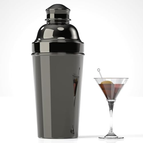 Cocktail Shaker aus Edelstahl, 1,8 l, professioneller Schwarzer Martini Shaker, großer Getränke-Shaker mit Sieb für Barkeeper, Barzubehör, Margarita-Mixer