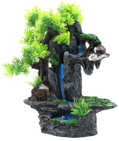 YIZITU Landschaft Wasserfall Haus Landschaft Aquarium Dekorationen für Aquarien Terrarium Garnelen Haus alte Ornamente
