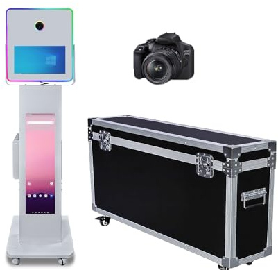 Tragbare 15,6-Zoll-Touchscreen-DSLR-Spiegel-Selfie-Maschine mit 29-Zoll-LCD-Anzeige-Fotokastenmaschine für Geburtstagsfeier (weiß, Photo Booth Machine+Camera)