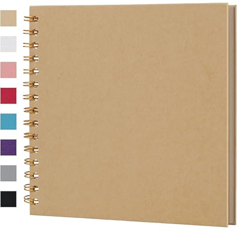 Ponping 20.5x20.5 cm DIY Scrapbook Album 40 Pages Hardcover Kraft Paper Scrap Book Photo Albums Memory Book for Wedding and Anniversary Family