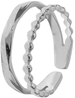 Positiva Jewelry Doppelring Damen – Verstellbarer 18K Vergoldeter Edelstahlring, Offenes Design mit Kugeln, Wasserfest, Anlaufsicher, Hautfreundlich, Eleganter Statement Ring als Geschenk für Frauen
