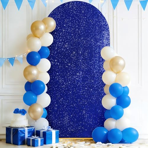 3E Home Tenda in paillettes blu navy da sfondo ad arco, copertura ad arco scintillante da 2 metri per matrimonio, baby shower, festa di compleanno, eventi, decorazione per ricevimento