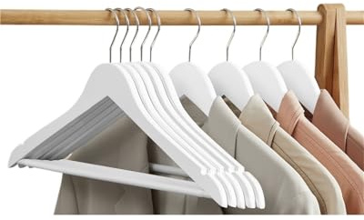 Grucce per abiti Grucce in legno, for cappotti, vestiti, con tacche sulle spalle, barra antiscivolo for pantaloni, for abiti, camicie