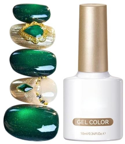 Gelnagellack – smaragd frukt kattögonnagellack, 0,35 oz glänsande gelnagellack | manikyrtillbehör – 10 ml kattögoneffekt för och nagelstudio bröllop fester kreativ