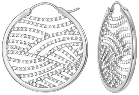 ESPRIT Damen-Ohrhänger JW50236 Creolen rhodiniert Glas weiß - ESCO01965A000
