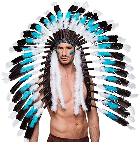 Boland 44141 - Copricapo indiano Snow Wolf, per adulti, capo, fascia, copricapo con piume, accessori, costume, carnevale, festa a tema