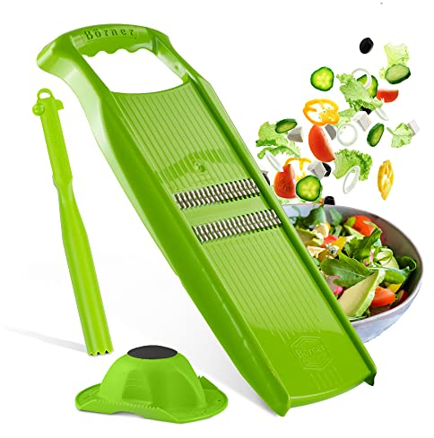 Börner Roko PowerLine Set de Regalo - Cortador de Verduras (3 piezas) • Cortador de Verdura y Fruta para Tiras Juliana Finas + Protector de Dedos y Pelador Multifuncional • Color: Verde