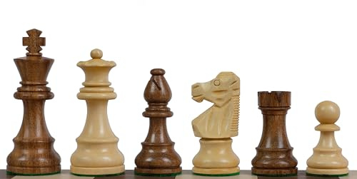Sunrise Chess & Games Französische Lardy Schachfiguren - Indische Akazie & Buchsbaum, 3,75 Zoll, Handgeschnitzt, Klassisches Design, Exquisite Handwerkskunst