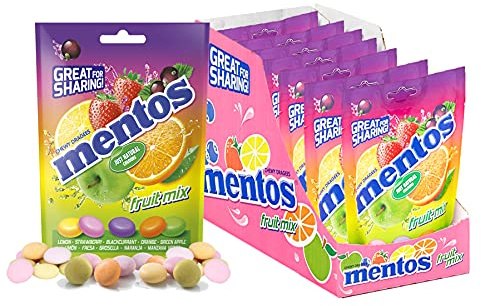 Mentos Mix Frutas, Caramelos Masticables con Zumo de Frutas, Pack 7 uds