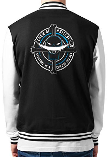 clothinx Crew of Whitebeard Piraten Anime und Manga Design | Crossbone Newgate Freibeuter Schädel | Perfekt für Cosplay Fans und die nächste Convention College-Jacke Unisex Schwarz/Weiß Gr. XL
