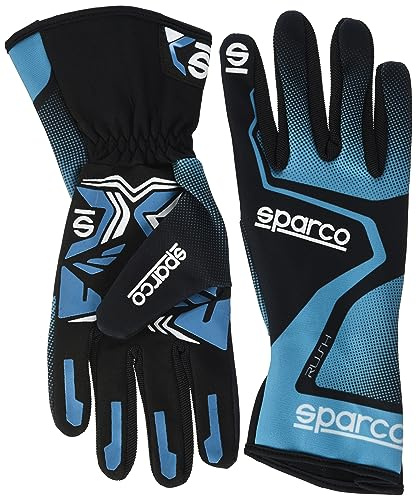 Sparco 00255612AZNR Guante de Competición para Kart , Azul Claro/Negro, 12