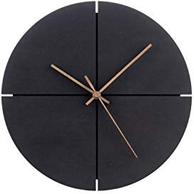 ONZENO Design Wanduhr 'THE Intense.' ohne Tickgeräusche | Leise Quarzuhr, Durchmesser 29 cm, Tiefe 0,9 cm, Braun/Schwarz