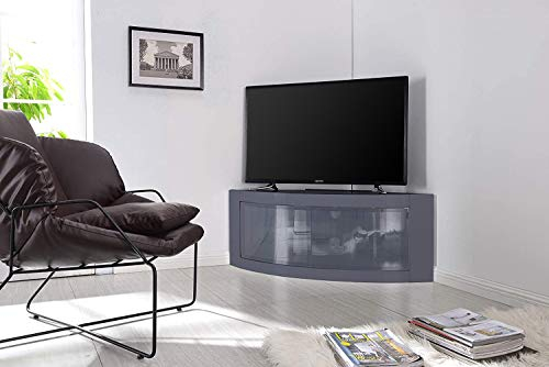 Centurion Supports PANGEA Grey Beam-Thru Curved Tru-Corner 32”-55” TV Cabinet