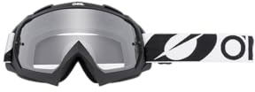 O'NEAL | Gafas de Bicicleta y Motocross | MX MTB | Lente moldeada de alta precisión en 3D, resistencia a los impactos, 100% de protección UVA/B/C | Gafas B-10 | Negro Blanco Transparente | Talla Única