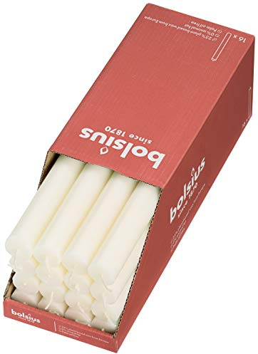 Bolsius - Rustik Stabkerzen - Elfenbein - 16 Stück - 27 x 2.3 cm - Länge Brenndauer 13 Stunden - Unparfümierte - Enthält Natürliches Pflanzenwachs - Ohne Palmöl
