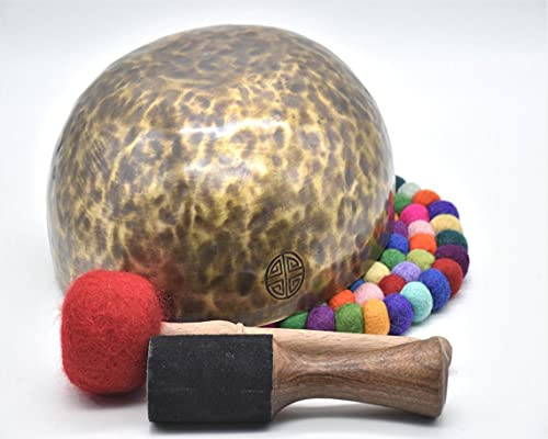 Singing Bowl Nepal - Bol chantant pleine lune de 22,9 cm, fabriqué à la main au Népal, méditation, guérison, bain tibétain, yoga et relaxation (22,9 cm)