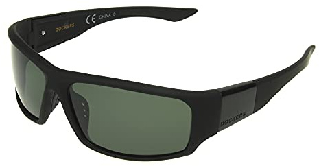Dockers Men's Gavin Sunglasses Polarized Wrap, Black, 57mm