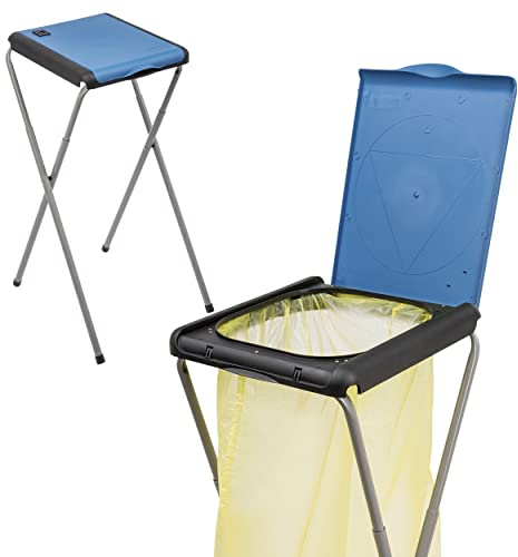 ONVAYA® Müllsackständer bis 120 Liter mit Deckel | Blau | Stabiler höhenverstellbarer Müllsackhalter aus Metall für den gelben Sack