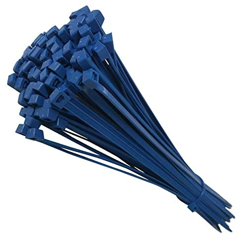 10 knytband fästanordningar tråd dragkedja rem sladd stark nylonplast hållbar (liten 100 mm, blå)