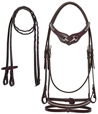 CHALLENGER English Cob Mahogany Padded Leather Tack All-Purpose Jumping Bridle 803449MG-C