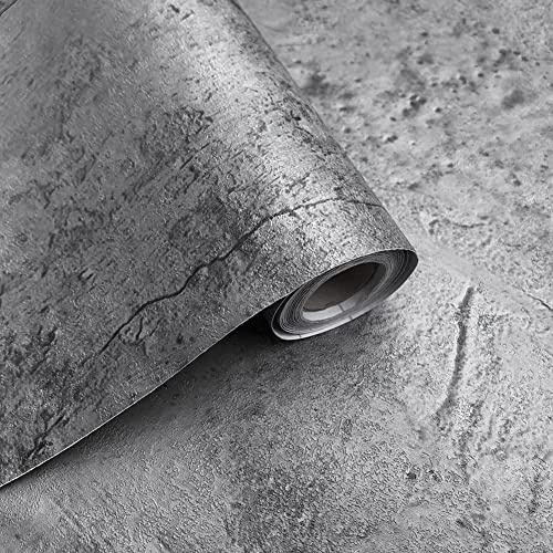 Bai You Mei Klebefolie Möbel Grau 40x300cm Möbelfolie Betonoptik Selbstklebende Folie für Möbel Küche Fensterbank Schrank Dunkelgrau Wasserdicht Tapete