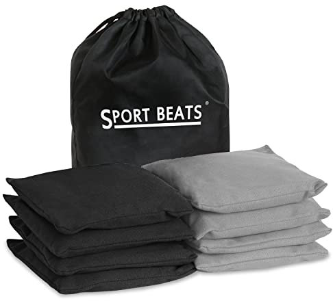 Cornhole Bags Set of 8 - Regulation 6x6 14-16 oz Gray & Black