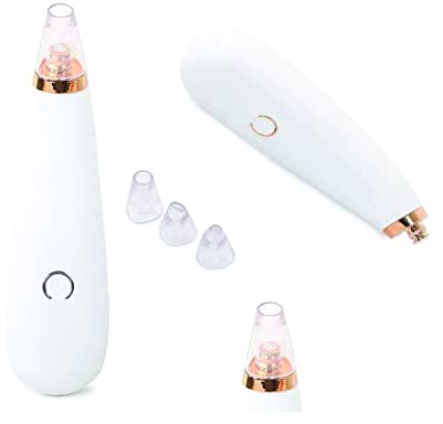 PARENCE. - Aspirapolvere elettrico con 3 punte sostituibili - Estrattore Comedoni, Aspire le Impurità, pulisce i pori, elimina l'epidermide che si sfalda, Bianco, asp22, 1.0 unità