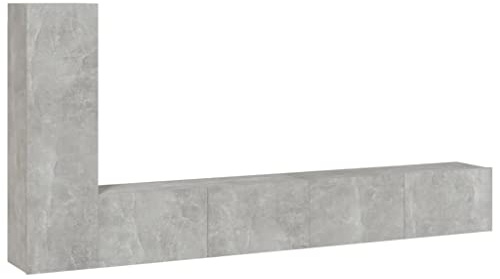 vidaXL TV Cabinet Set 3 Piece Living Room Sideboard Entertainment Centre TV Console Media Unit HiFi Stereo Cabinet Concrete Grey Engineered Wood