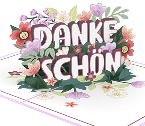 papercrush® Pop-Up Karte Dankeschön - 3D Dankeskarte mit Blumen zum Danke sagen (Verabschiedung von Kollegen, Geschenk für Lehrerin, Erzieherin, Hebamme & Postbote), Vielen Dank für alles Karte