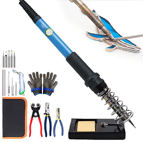 json2xml Stained Glass Tool Kit With Mosaic Cutter, Oil Filled Pistol Grip Cutter, Running Pliers,Breaking & Grozer Pliers,Soldering Iron Kit,Tungsten Carbide Scriber,For Glass Craft Beginners