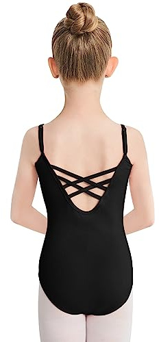 DGSHIRLDJO Girls Ballet Leotard, Gymnastics Leotards with Adjustable Straps Seamless Ballet Leotard Dancing for Toddlers Adults (black, 130)