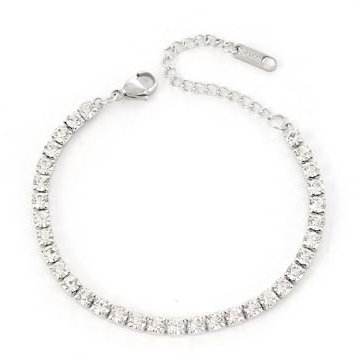 MultiValue Silver Tennis Bracelet for Women, 4 MM Cubic Zirconia Ladies Bracelets with 5 cm Extension Chain Adjustable Classic Friendship Bracelet Silver Bracelet for Women Girl