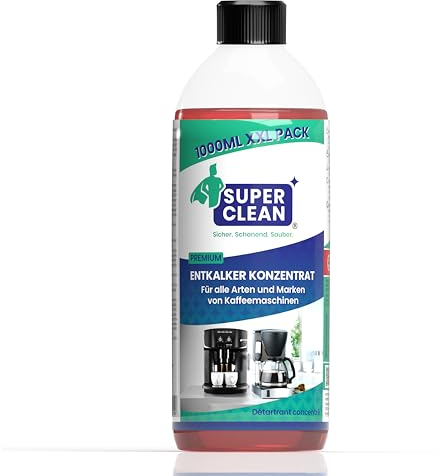 SUPER CLEAN 1 x 1L Détartrant concentré machine à café automatique liquide pour toutes machines et marques 10 détartrages détartrant liquide efficace pour cafetières bouilloires et douches