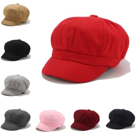 HINGTAT mode arv traditioner ull tweed panel topp nyhetspojke stil keps basker hattar Paperboy Gatsby hatt åttkantig keps för män och kvinnor flickor, Mörkgrått, en storlek