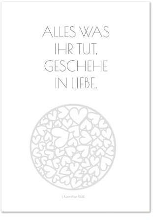 Christliches Poster “Jahreslosung 2024” – Herzen - Poster, Plakat, Deko, Print, Bilderdruck, FineArt, A3 oder A4 (A4)