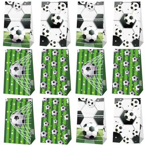 HGSHUO Geschenktüten Kindergeburtstag Mitgebsel Partytüten Fussball Candy Tüten Weltmeisterschaft Fussball Geschenktüte Papier Tüten mit Aufkleber Fußball Party Dekoration Geburtstage