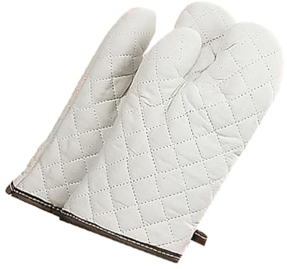 Ofenhandschuhe 2 Stück aus Baumwollstoff Weiß für Mikrowelle und Grill
